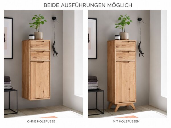 Badschrank 40x115x35cm BODE Asteiche massiv ge&ouml;lt