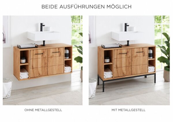 Waschtischunterschrank 105x60x40cm ILSE Asteiche massiv ge&ouml;lt