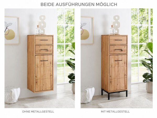 Badschrank 40x115x35cm ILSE Asteiche massiv ge&ouml;lt