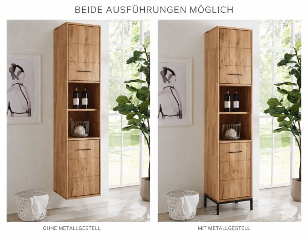 Badschrank 40x190x35cm ILSE Asteiche massiv ge&ouml;lt