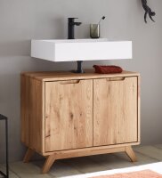 Waschbeckenschrank 70x60x40cm BODE Asteiche massiv ge&ouml;lt